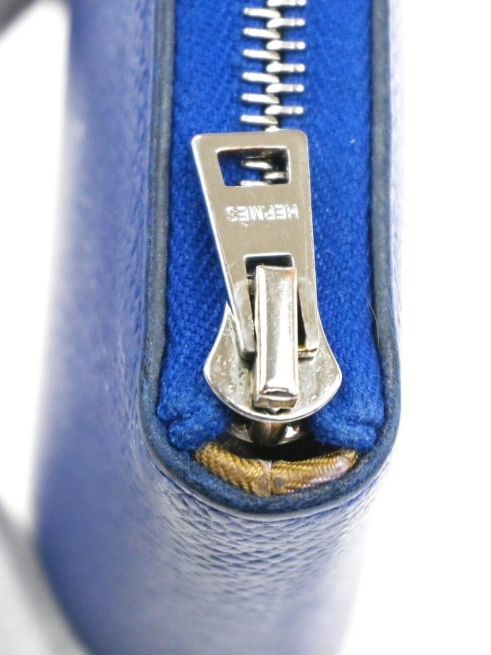 HERMES Azap Silk In Zip Around Long Wallet Epsom Leather Blue SHW France 38RL950 - Picture 10 of 16